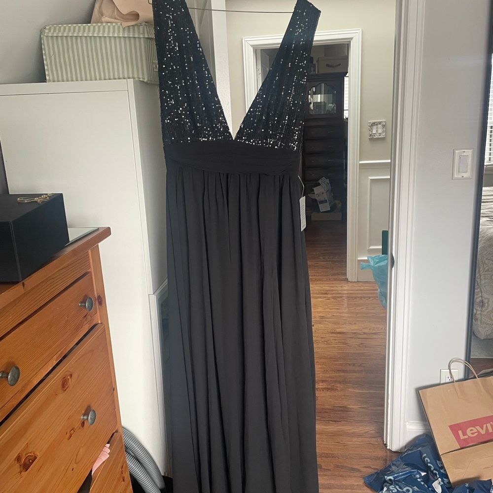Nordstrom Black Sequin V-Neck Maxi Dress